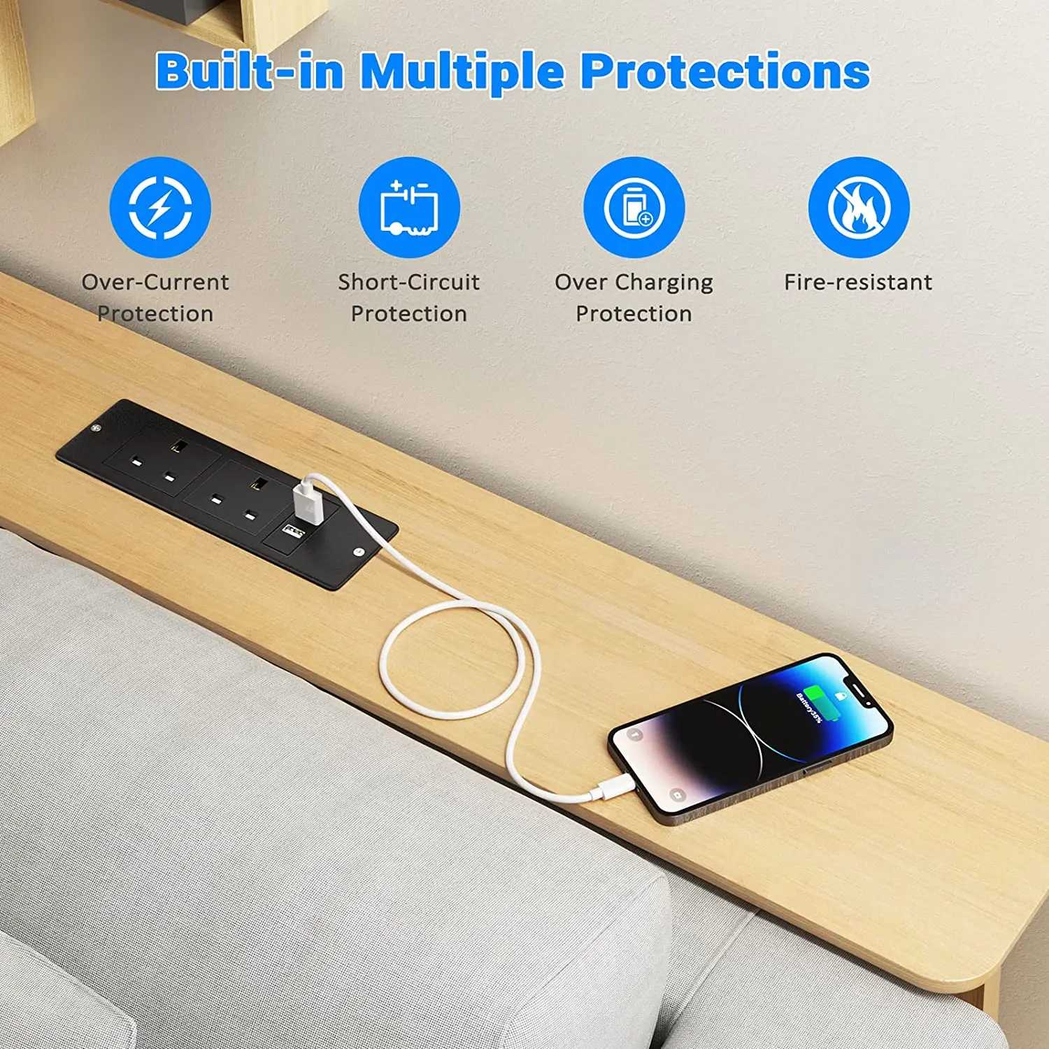 Office Furniture Uk - 電気デスクトップ隠しソケット、uk埋め込み式、オフィス家具ソケット、2コンセント、ac 110〜260v、2 USB、5v、2.1a、13a、2500w