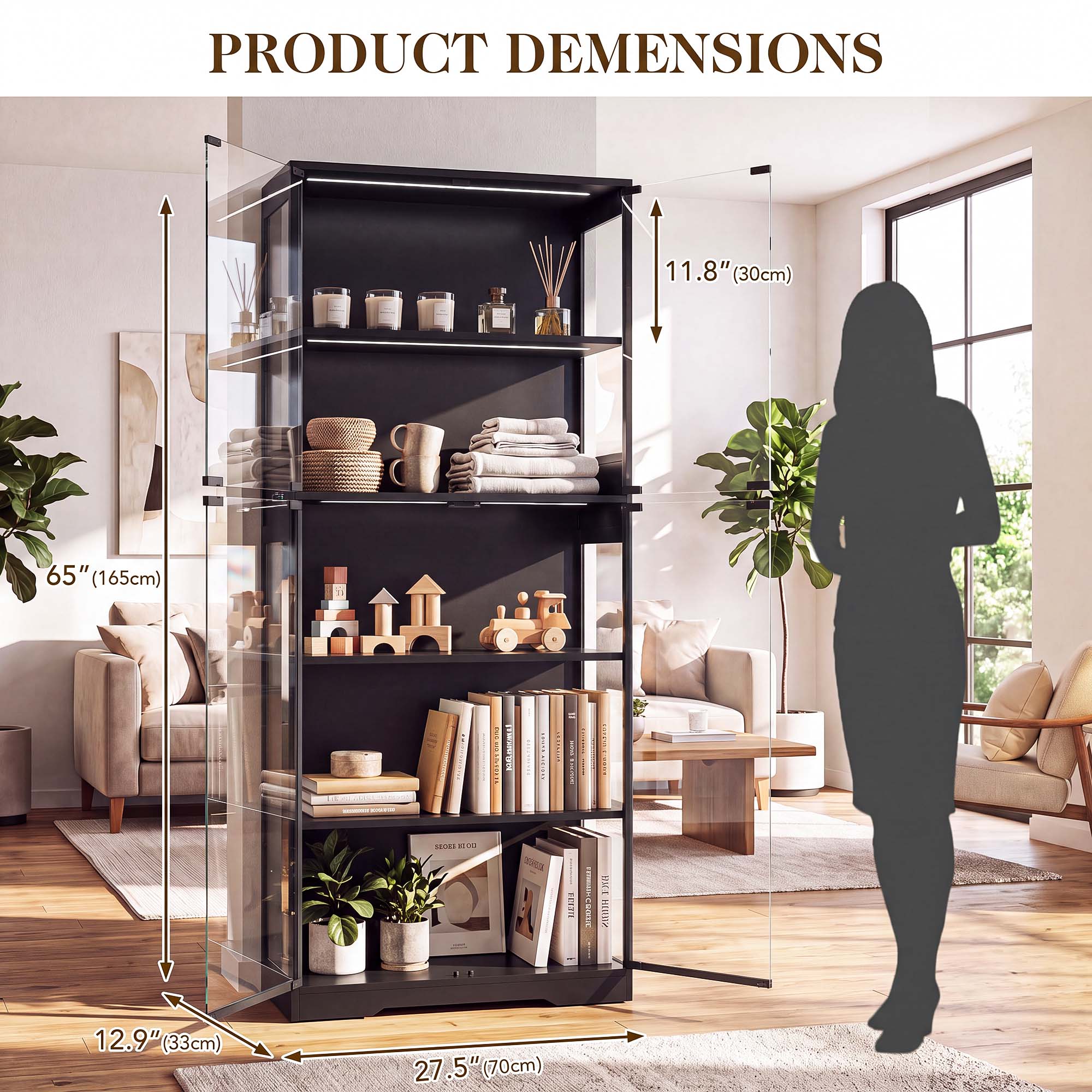 TCGBKAF 5段ディスプレイキャビネット、ガラス扉、モー - Office Furniture Loft のレビューと価格