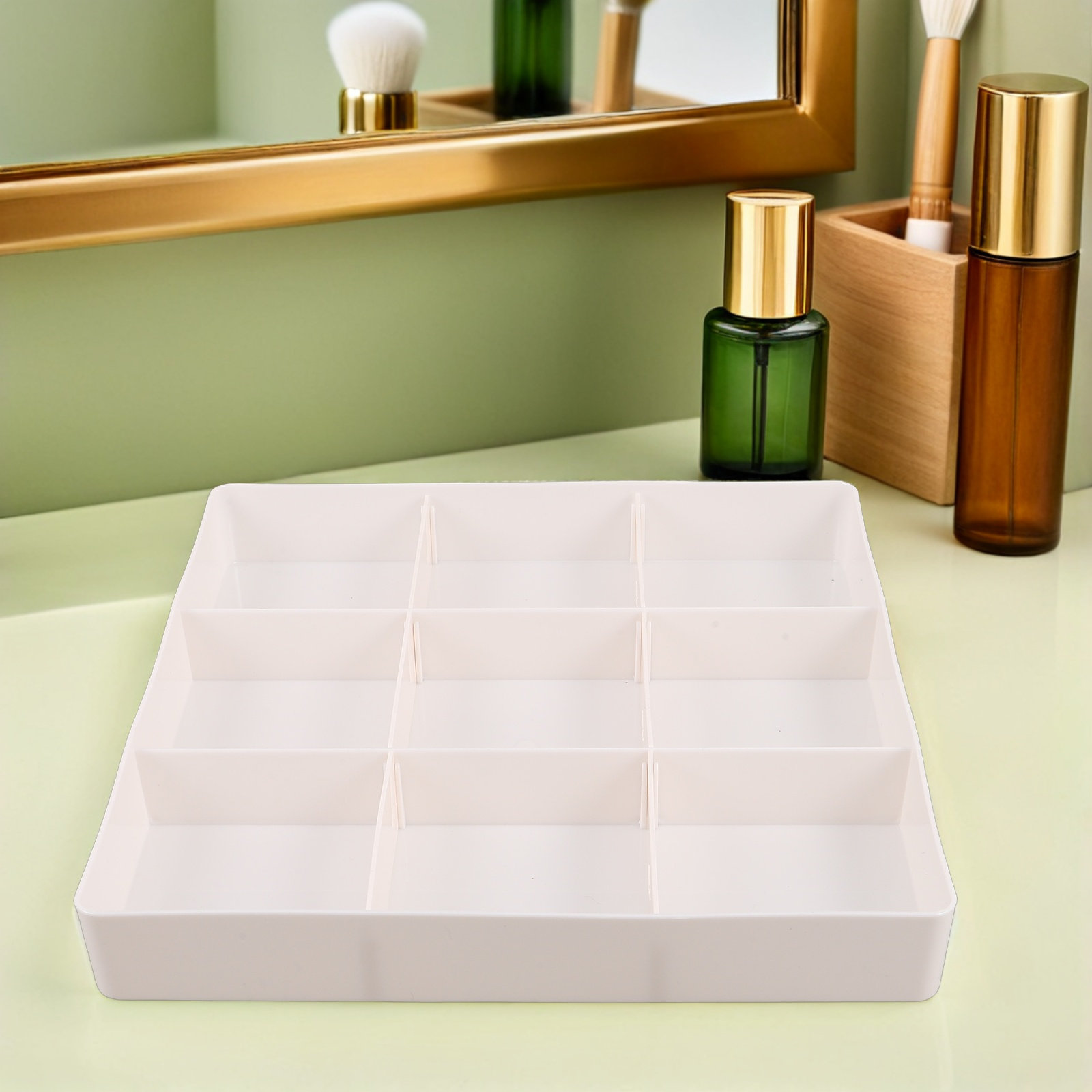 調整可能なメイクアップ引き出しオーガナイザー 透明な多層仕切 - Drawer Organizer Tray のレビューと価格