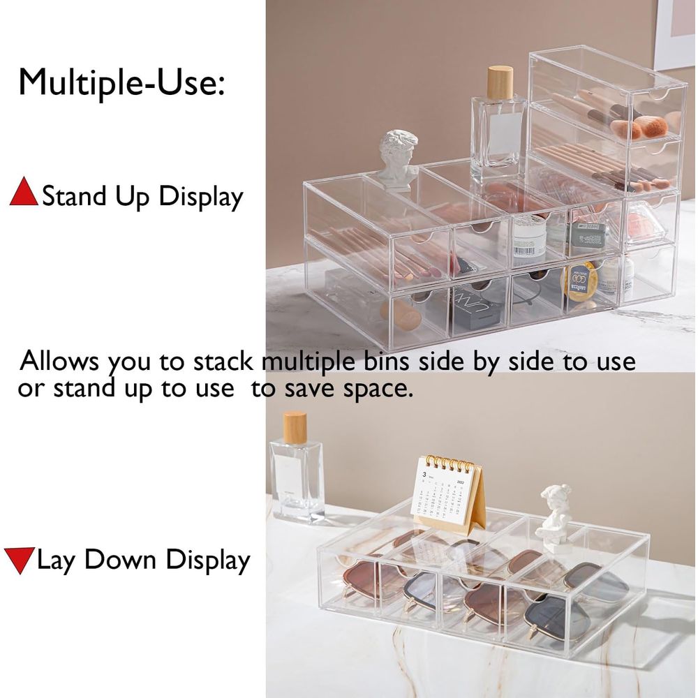 サングラス収納ボックス、アクリル製メガネオーガナイザー、メイ - Drawer Organizer Tray のレビューと価格