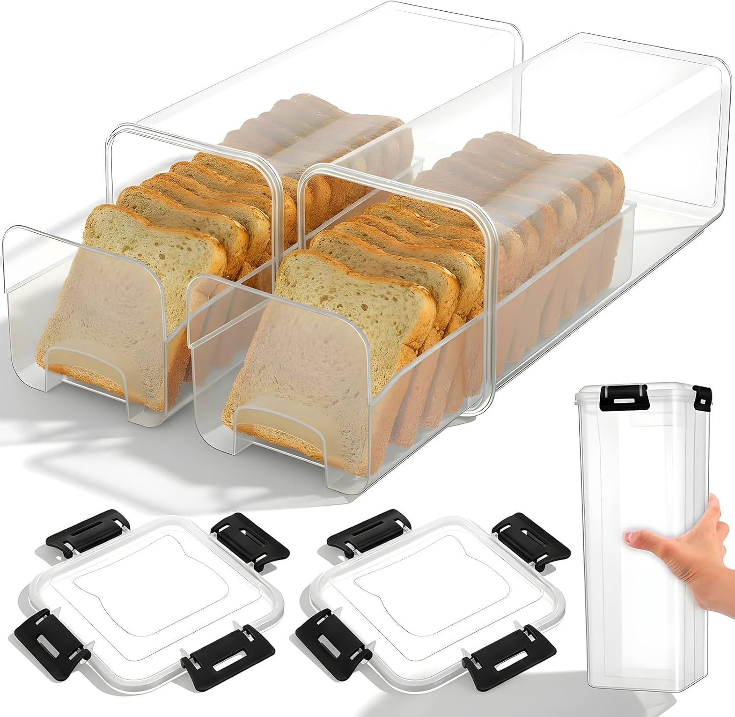 密閉蓋付きパン保存容器、引き出しトレイ付き透明プラスチック製 - Drawer Organizer Tray のレビューと価格