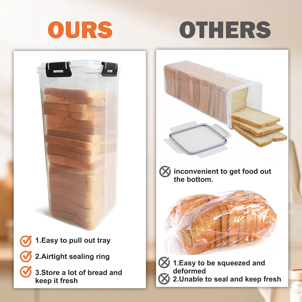 密閉蓋付きパン保存容器、引き出しトレイ付き透明プラスチック製 - Drawer Organizer Tray のレビューと価格