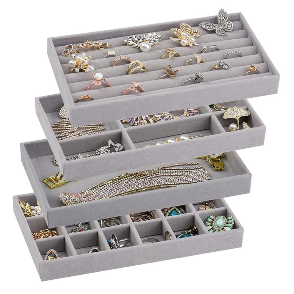 オーガナイザーボックス 積み重ね可能なベルベットジュエリー収 - Drawer Organizer Tray のレビューと価格